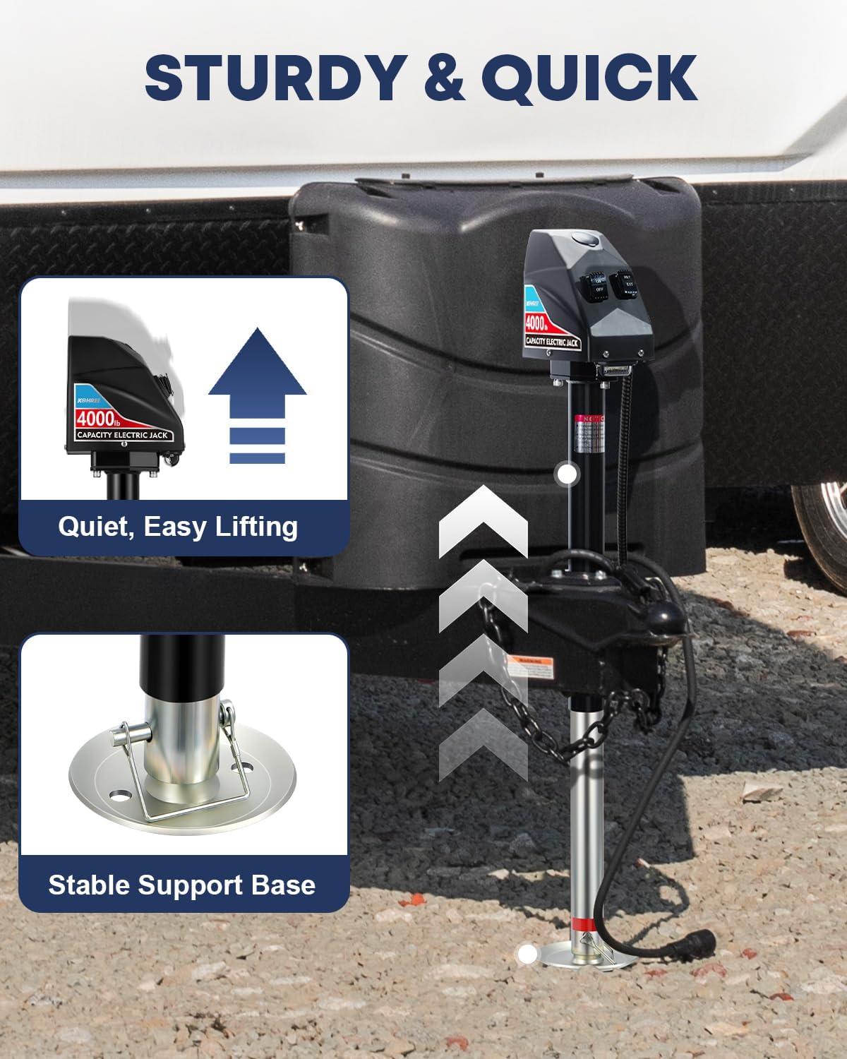 Kohree Electric Trailer Jack 4000 lbs with 7-Way Connector, Heavy Duty