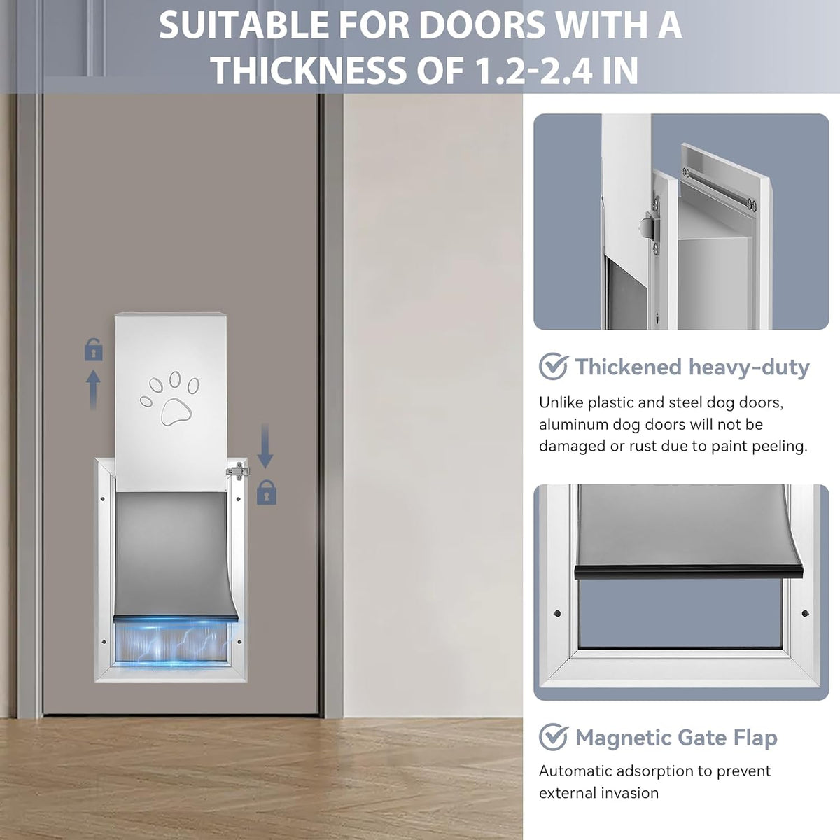[Petoasis] 3-Flaps Heavy-Duty Dog Door, Rust Proof Aluminum Alloy Frame