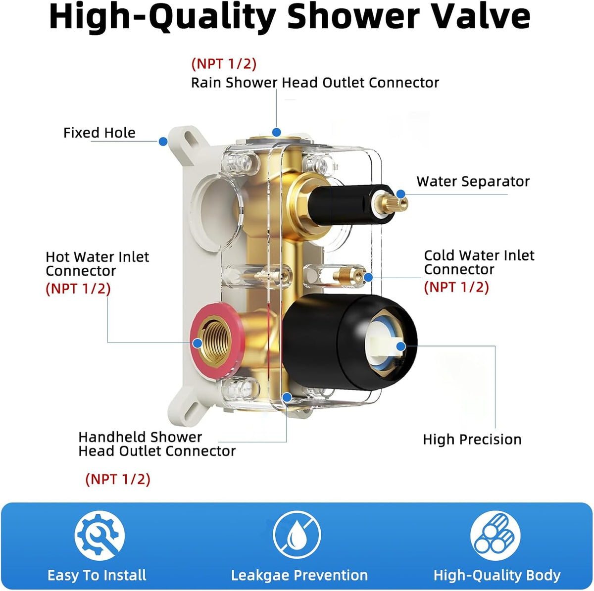 Shower Faucet Set With 8" Shower Head And Handheld Black