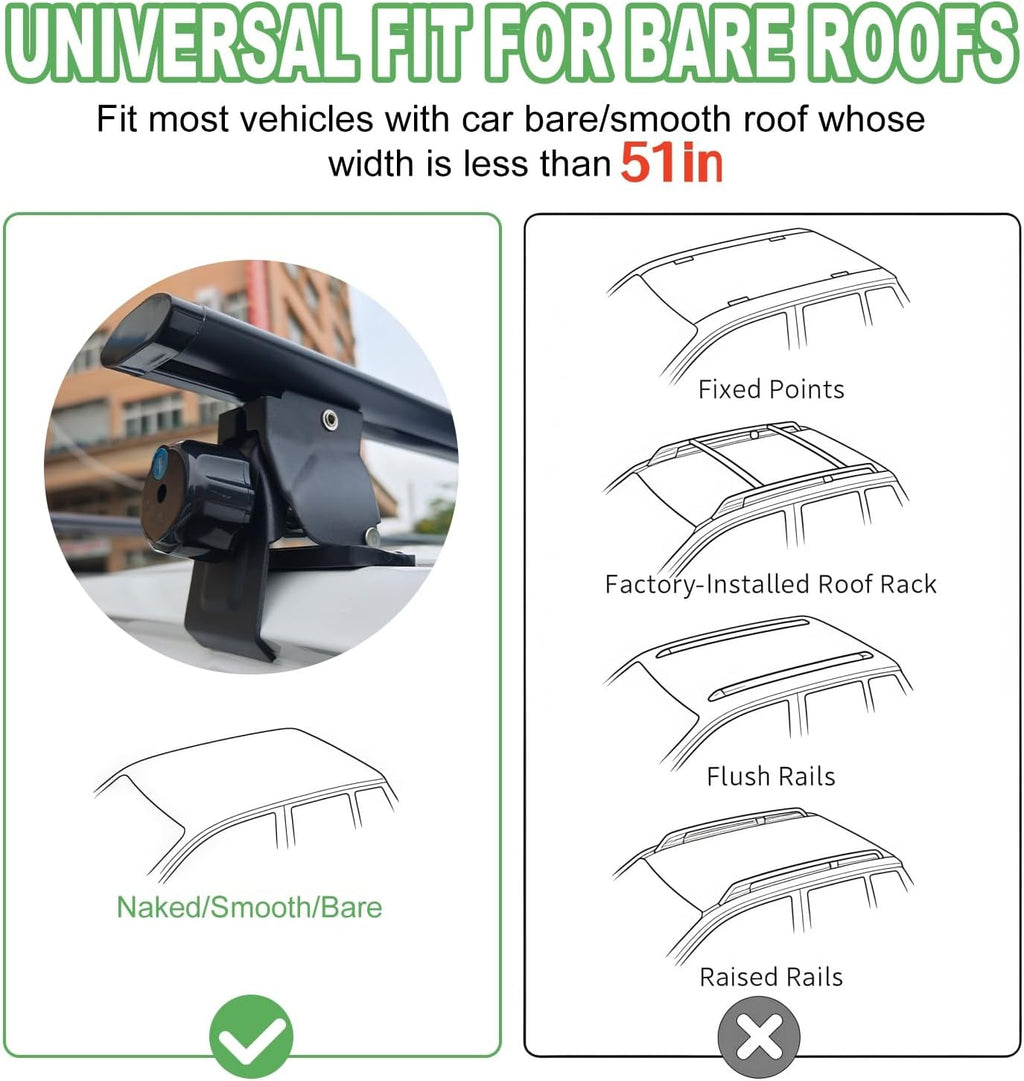 51" Universal Car Roof Rack Cross Bars, Capacity Roof Rack for Bare Roof