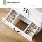 24"Pedestal Sink Storage Cabinet with 2 Doors & 1 Drawer