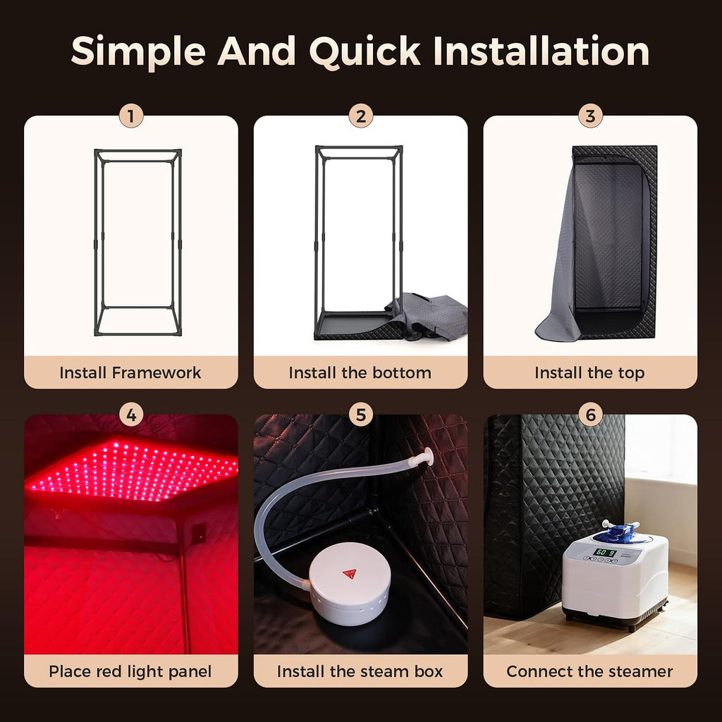 Infrared Sauna Box Portable Steam Sauna with Red Light 660Nm 850Nm for Home