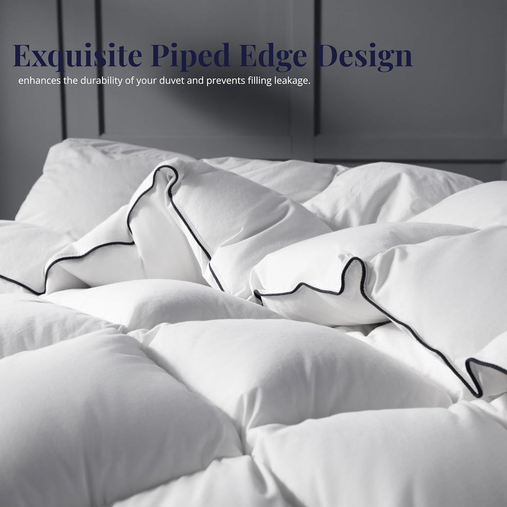 King Size Down Duvet Insert - All Season Cool Touch for Hot Sleepers, Premium 100% Cotton Shell Hotel Quality, White 106 x 90 Inch