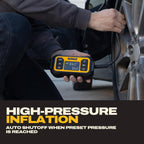 DEWALT Tire Inflator, Portable Air Compressor with Digital Display Pressure Gauge & Auto Shut Off, 150 PSI 12V DC Corded & Battery Powered Air Pump