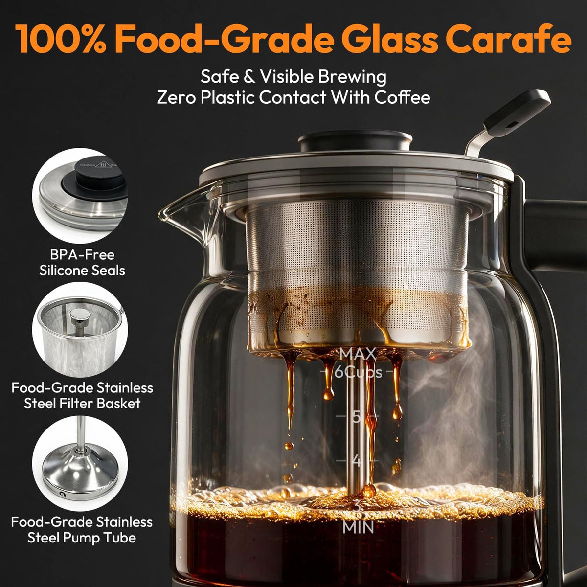 6-Cup Electric Percolator Coffee Pot-3 Custom Brew Modes