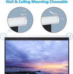 SUPER DEAL 100'' 16:9 HD Projection Screen Foldable Anti-Crease Portable Projector Movie Screen Manual Pull Down for Home Theater Presentation