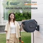 Giraffe Tools PRO Heavy Duty Retractable Garden Hose Reel - 78ft 1/2 Inch Auto Rewind with Any-Length Lock, Wall Mounted Metal Bracket, Commercial