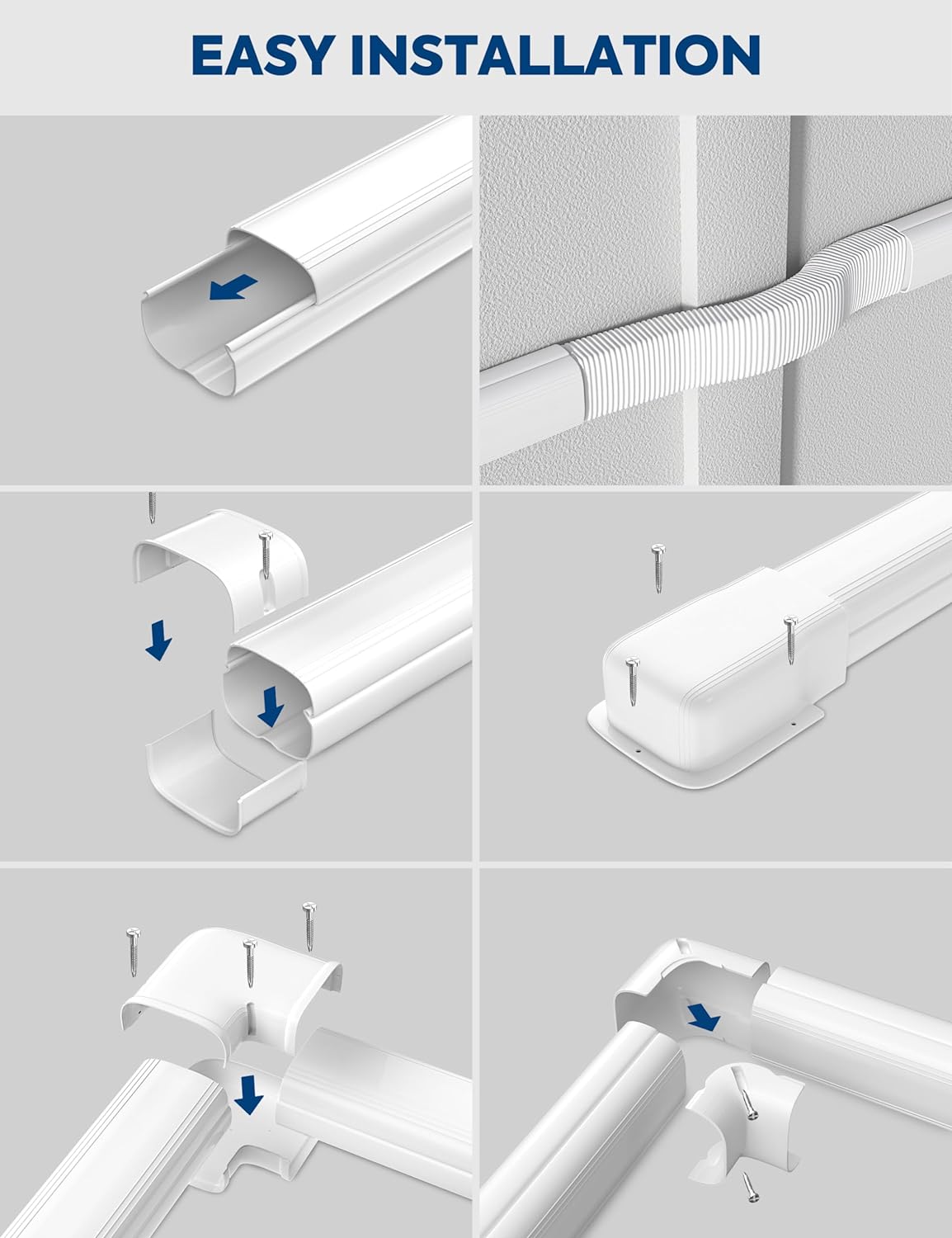 Mini Split Line Set Cover with Flexible Duct, 4" 19.5Ft, White