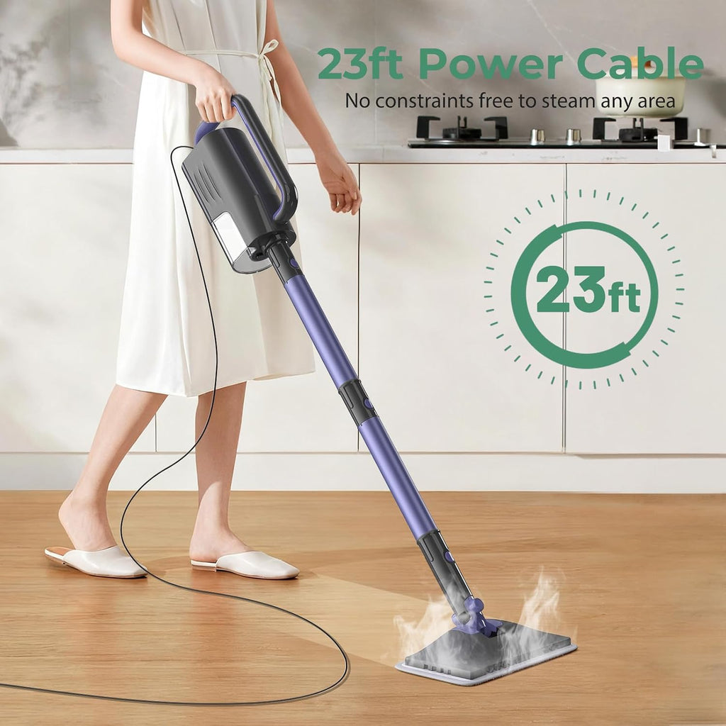 Steam Mop Steam Cleaner Fast Heat-Up with 400ML Water Tank 6-in-1 Multi Accessories, 23FT Power Cable, Lightweight, Steam Cleaner for sealed Hard