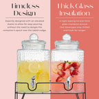 Style Setter Glass Beverage Drink Dispenser w/Metal Stand Set of 2, 1.5 Gal