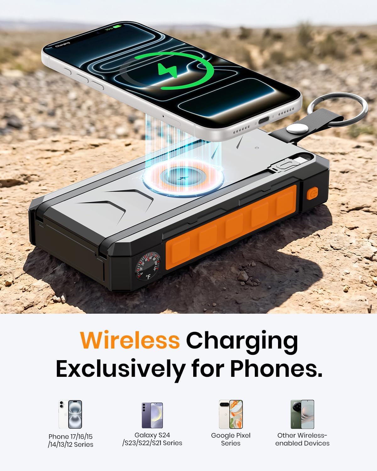 50000mAh Solar Power Bank 22.5W Wireless Portable Solar Charger