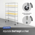 SafeRacks 5-Tier Wire Shelving with Wheels, NSF Heavy Duty 48x18x72 Rack