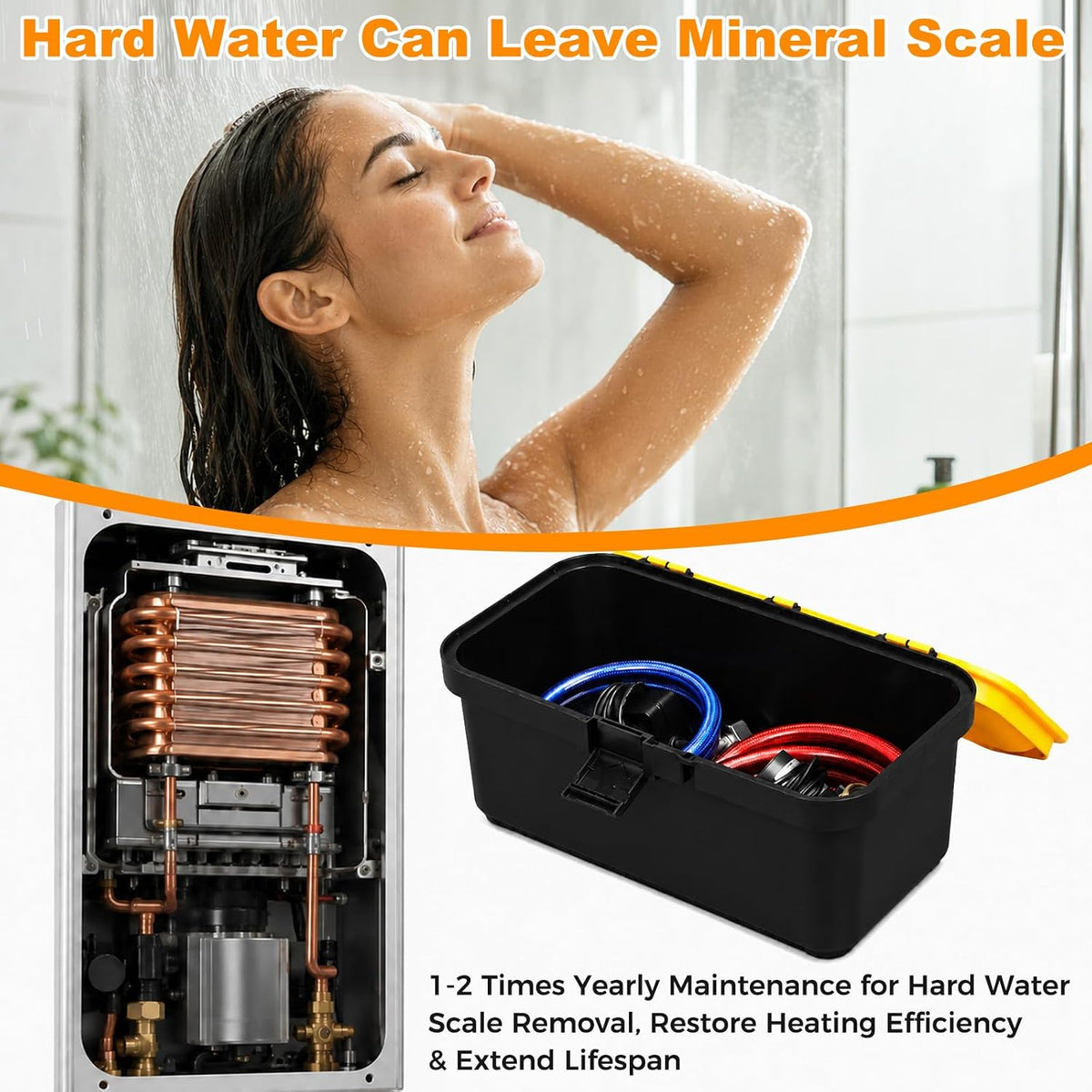 Tankless Water Heater Flushing Kit: Brushless Pump, 2×6' Hoses & Toolbox