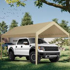 Carport Replacement Canopy, Replacement Top Cover for 10' x 20' Carport Frame, 180G PE Fabric Waterproof & UV Protected Tarp with Ball Bungees, Beige
