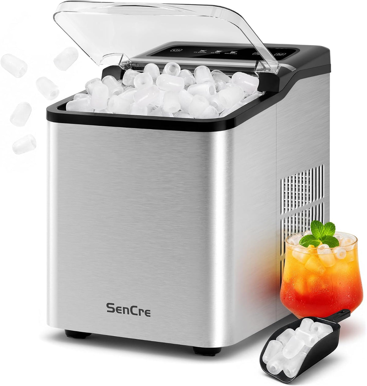 Ice Makers Countertop 26.5Lbs/24H, 9 Ice Cubes Release in 6 Mins, Ice Machine with 2 Sizes Bullet Ice, Self-Cleaning Portable Ice Maker with Ice