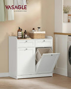 VASAGLE Laundry Cabinet with Tilt-Out Basket, 2 Drawers, 2 Baskets