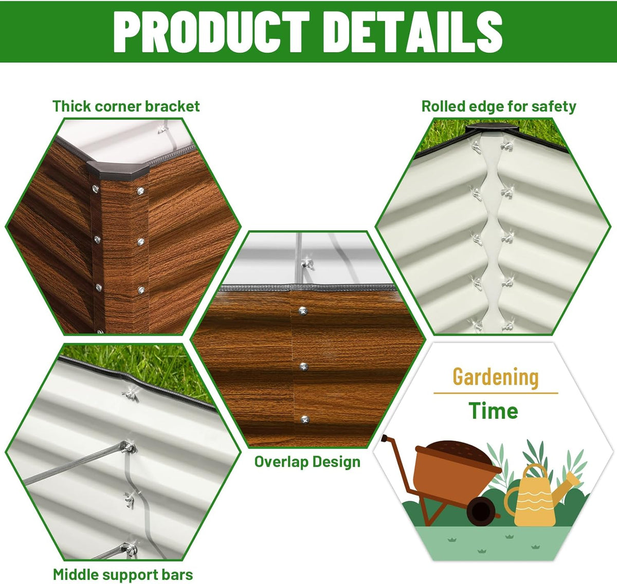 Galvanized Raised Garden Bed 6x3x2FT Outdoor Large Metal Planter Box Steel Kit for Planting Vegetables, Flowers