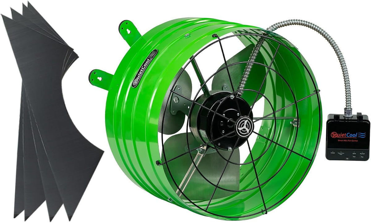 Quietcool AFG SMT ES-3.0 Smart Attic Fan for Gable Vents - Up to 2801 CFM - As low as 22 Watts - Smart App Control - Thermostat and Humidistat - 20ft