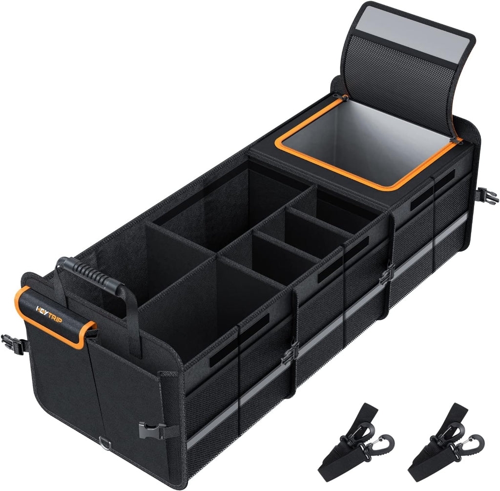 HEYTRIP Large Trunk Organizer with Built-in Leakproof Cooler Bag, Black