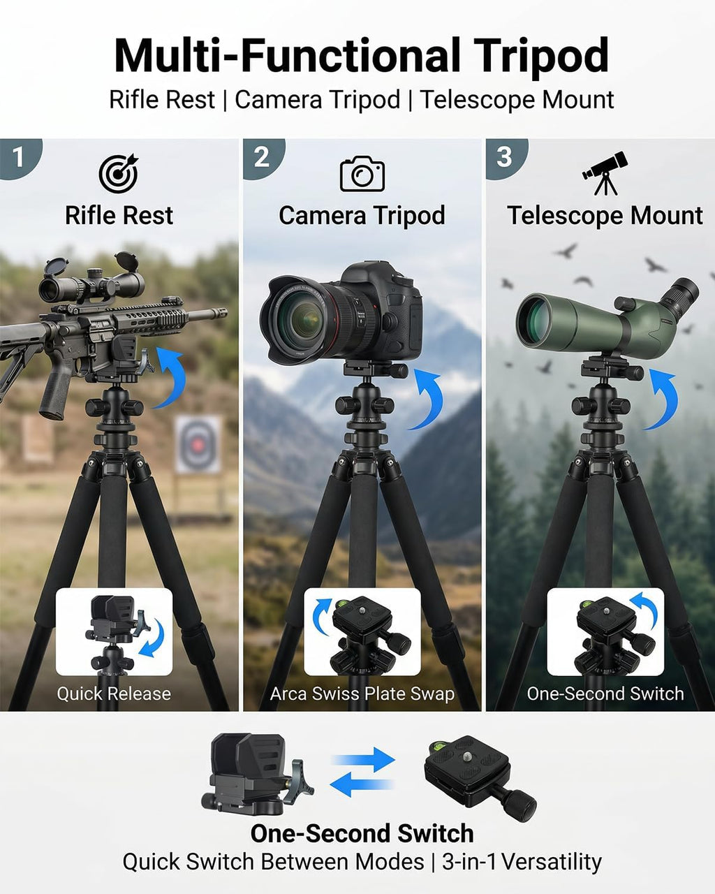 Aluminum Tripod with 360° Ball Head, Arca-Swiss Compatible