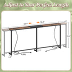 Huuger 63.4-78.3'' Extendable Behind Couch Table with Outlets, Rustic Brown