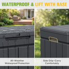 Greesum 82 Gallon Resin Deck Box, All Weather Outdoor Storage, Dark Gray