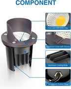 SUNVIE 12-Pack 12W 3000K LED Low Voltage Landscape Well Lights, Shield Top