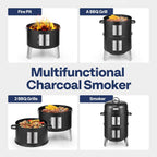 VIVOHOME 3-in-1 Vertical Charcoal Smoker