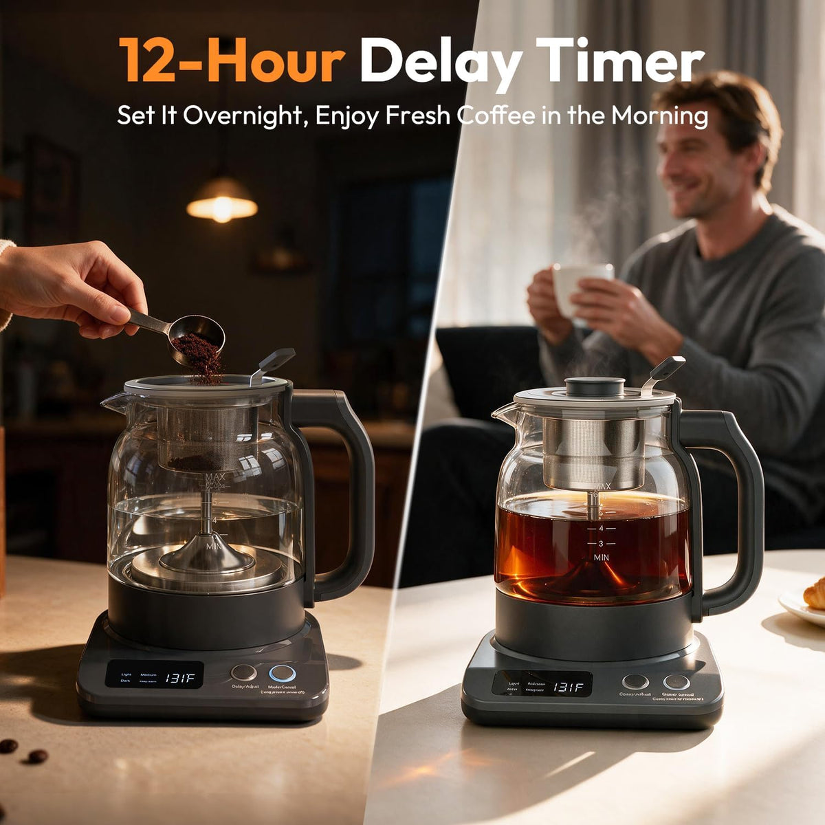 6-Cup Electric Percolator Coffee Pot-3 Custom Brew Modes