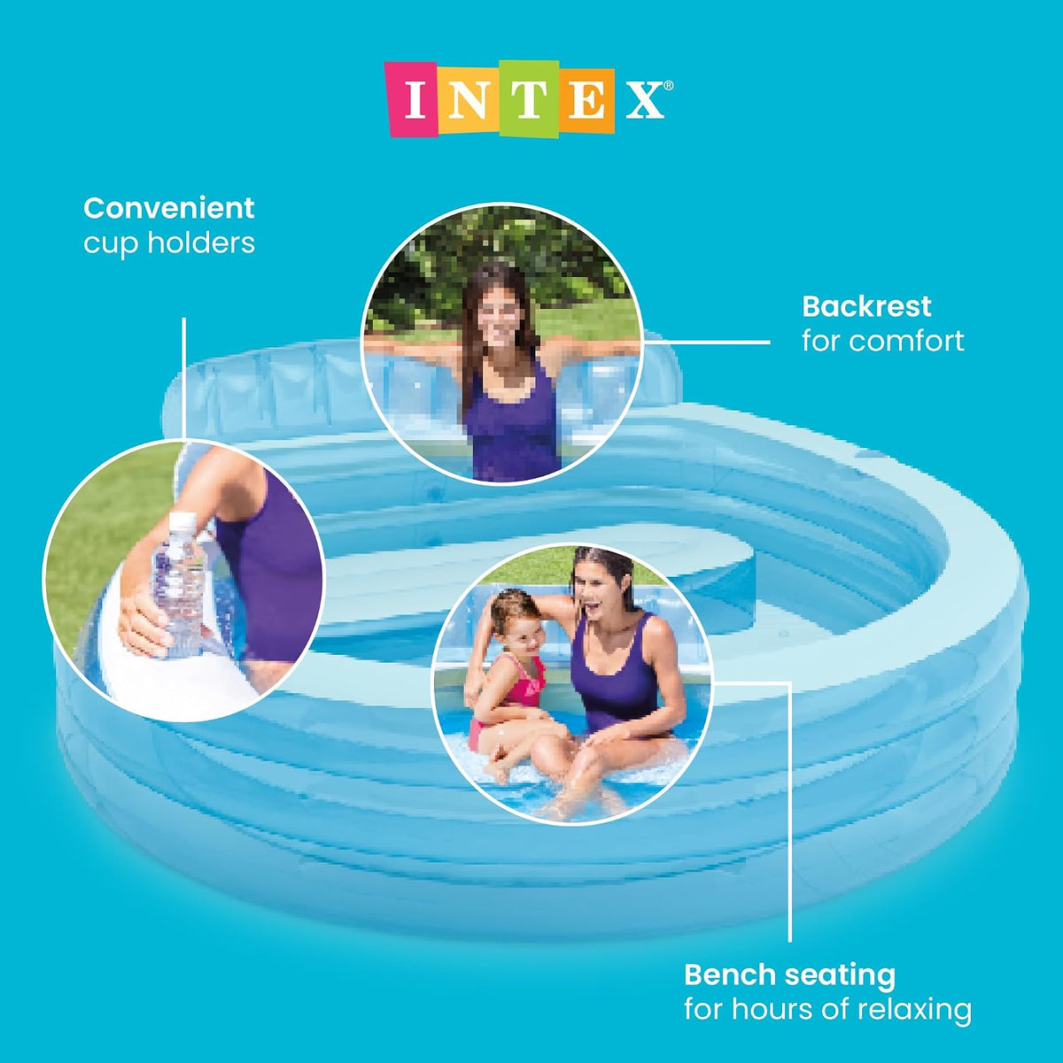 INTEX Round Family Lounge Inflatable Swimming Pool for Kids and Adults