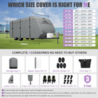 Travel Trailer RV Cover 24' ~ 27', Upgraded 9 Layers Top Waterproof Camper Cover, Heavy Duty Toy Hauler RV Cover for Winter Snow with Tongue Jack