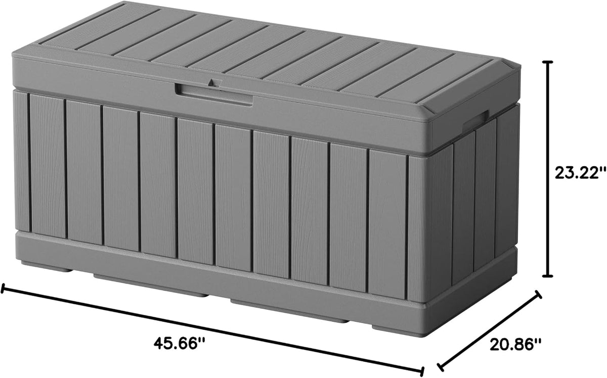 Greesum 82 Gallon Resin Deck Box, All Weather Outdoor Storage, Dark Gray