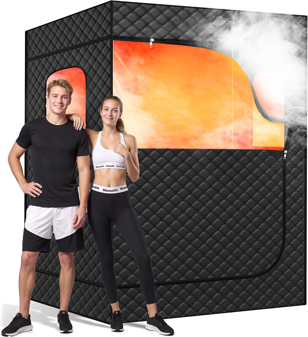 Manastin 2 Person Portable Steam Sauna for Home, 1 or 2 Person Full Body Home Spa with 2 Foldable Chairs,9 Levels of Sauna Tent with Remote Control