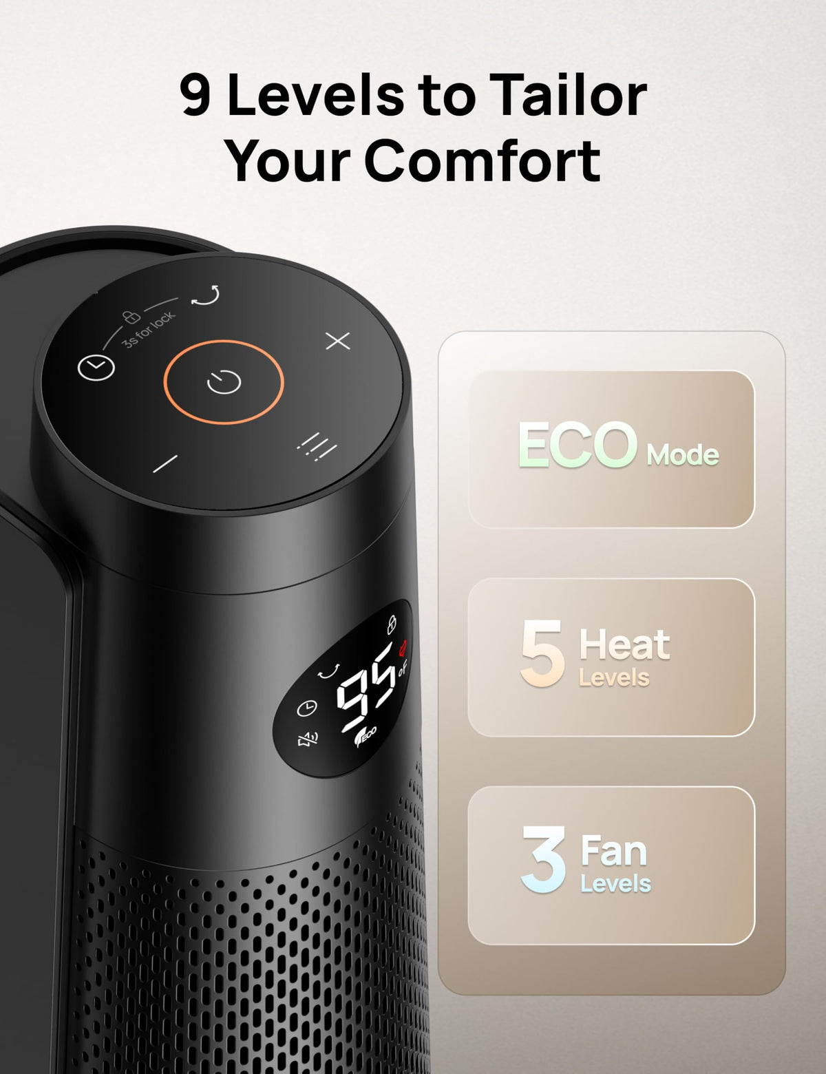 DREO Space Heater Large Room, 120° Oscillation, 30" Heaters with Remote