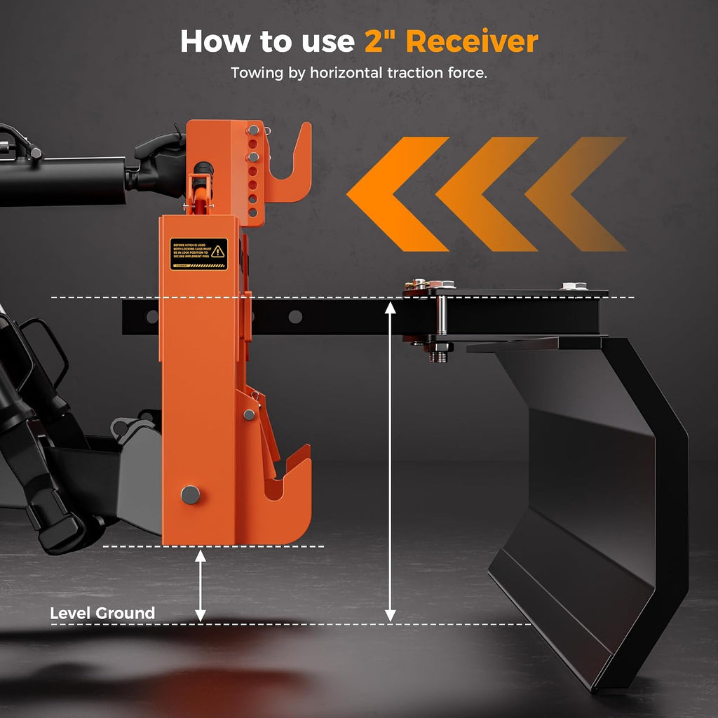 CAMMOO 3-Point Quick Hitch with 2" Receiver, Orange