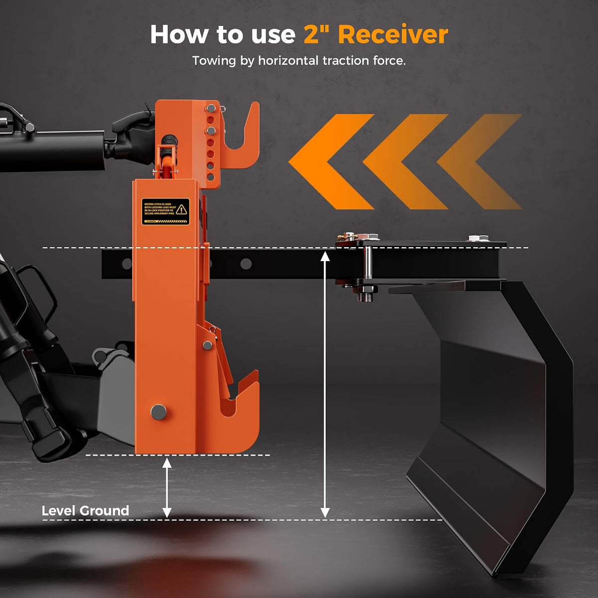 CAMMOO 3-Point Quick Hitch with 2" Receiver, Orange
