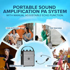 50W Voice Amplifier for Teachers, Portable PA Speaker with Microphone