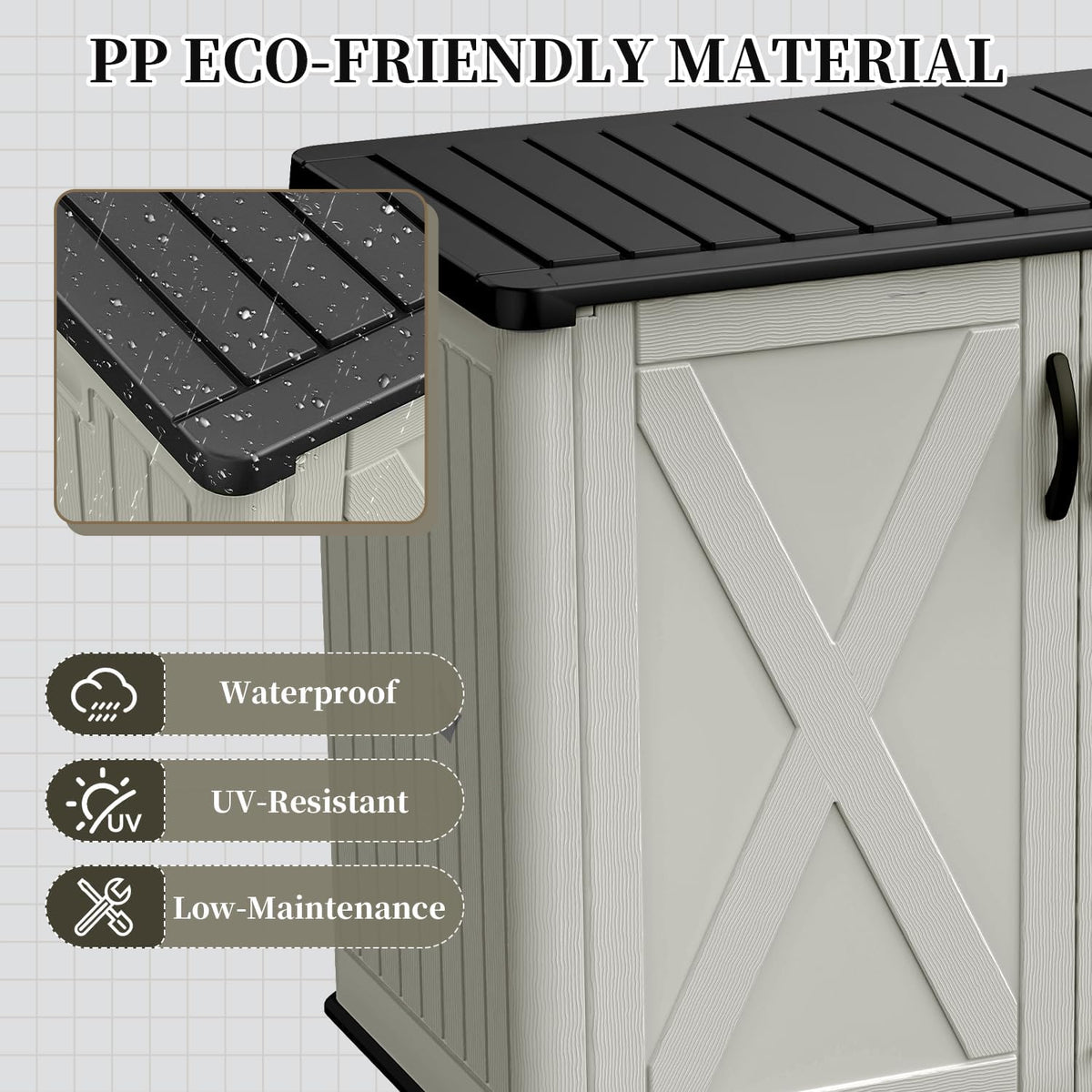 Patiowell Resin Outdoor Storage Cabinet, 26 Cu.ft Horizontal Storage Shed
