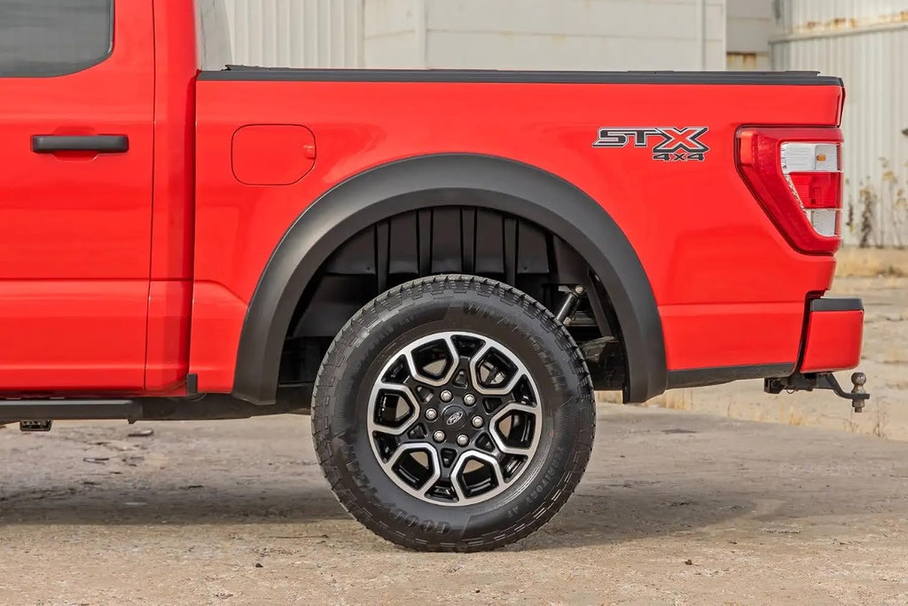 Rough Country Rear Wheel Well Liners for Ford F-150 2WD/4WD (2021-2026) - Heavy-Duty Black HDPE Inner Fender Guards, Made in USA