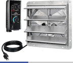 iLIVING 16" Wall Mounted Shutter Exhaust Fan, Automatic Shutter, with Thermostat and Variable Speed controller, 0.85A, 1200 CFM, 1800 SQF Coverage