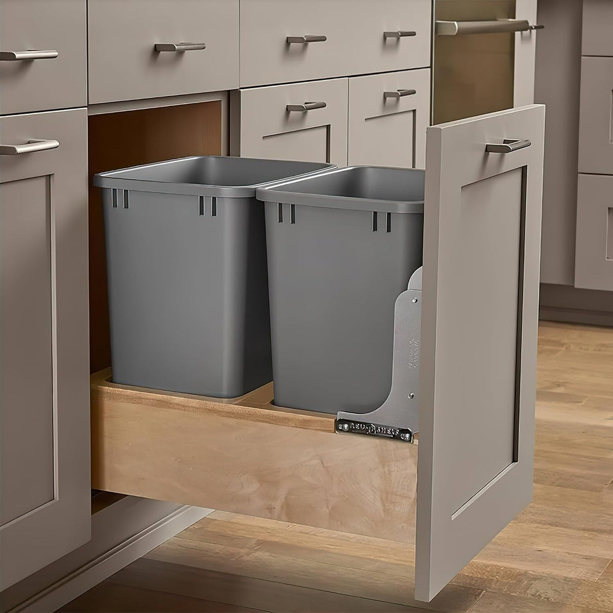 Rev-A-Shelf Double Pullout Trash Can, Min Cabinet Opening 14.5", 35 Qt