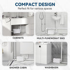 600W Utility Sink Pump with PCB Function Upgrade Structure Upflush to 25FT 1700GPH Under Sink Pump with 3 Water Inlets 1 Outlet Macerating Toilet
