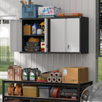Garage Storage Cabinet, Wall Mounted Locking Cabinet with Doors and Shelves, Steel Tool Garage Cabinets and Storage, Utility Cabinet for Workshop