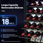 ROVSUN 18 Bottle Wine Fridge, Freestanding Compressor Wine Cooler Refrigerator, Beverage Wine Chiller with Digital Temperature Control & Double-layer