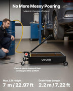 VEVOR Low Profile Oil Drain Pan, 15 Gallon Capacity, Rolling Oil Drain Pan with Electric Pump & 7.2 ft Hose, Leak-Proof & Corrosion-Resistant, Fit