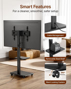 Steel Base Rolling TV Stand for 32-75 inch TVs up to 110 lbs, Black