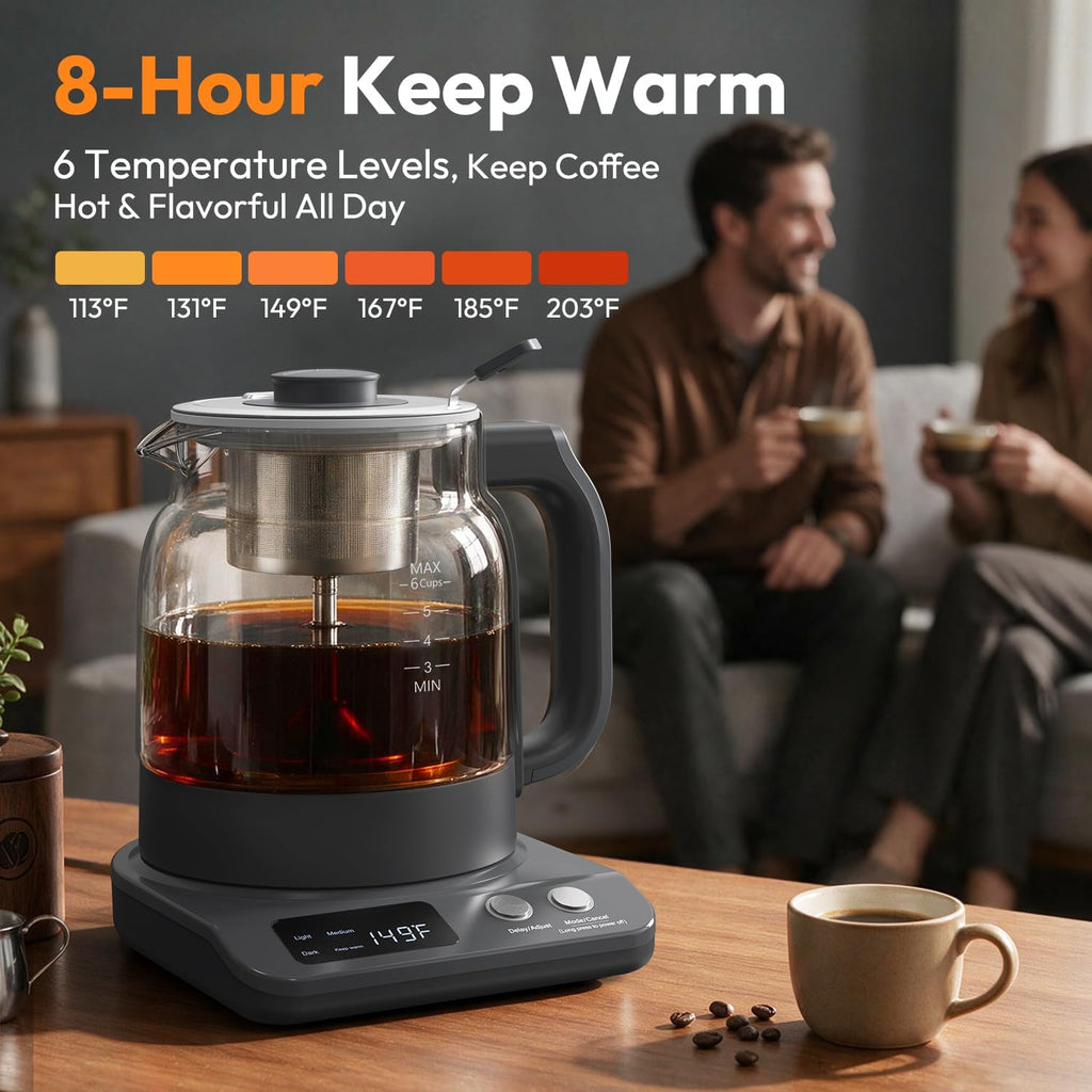 6-Cup Electric Percolator Coffee Pot-3 Custom Brew Modes