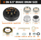 Aeagle 8 on 6.5" Bolt Circle Hub Drum Kits w/ 12" x 2" Left and Right Electric Brake for 7,000lbs Trailer Axle,Cone Bearing