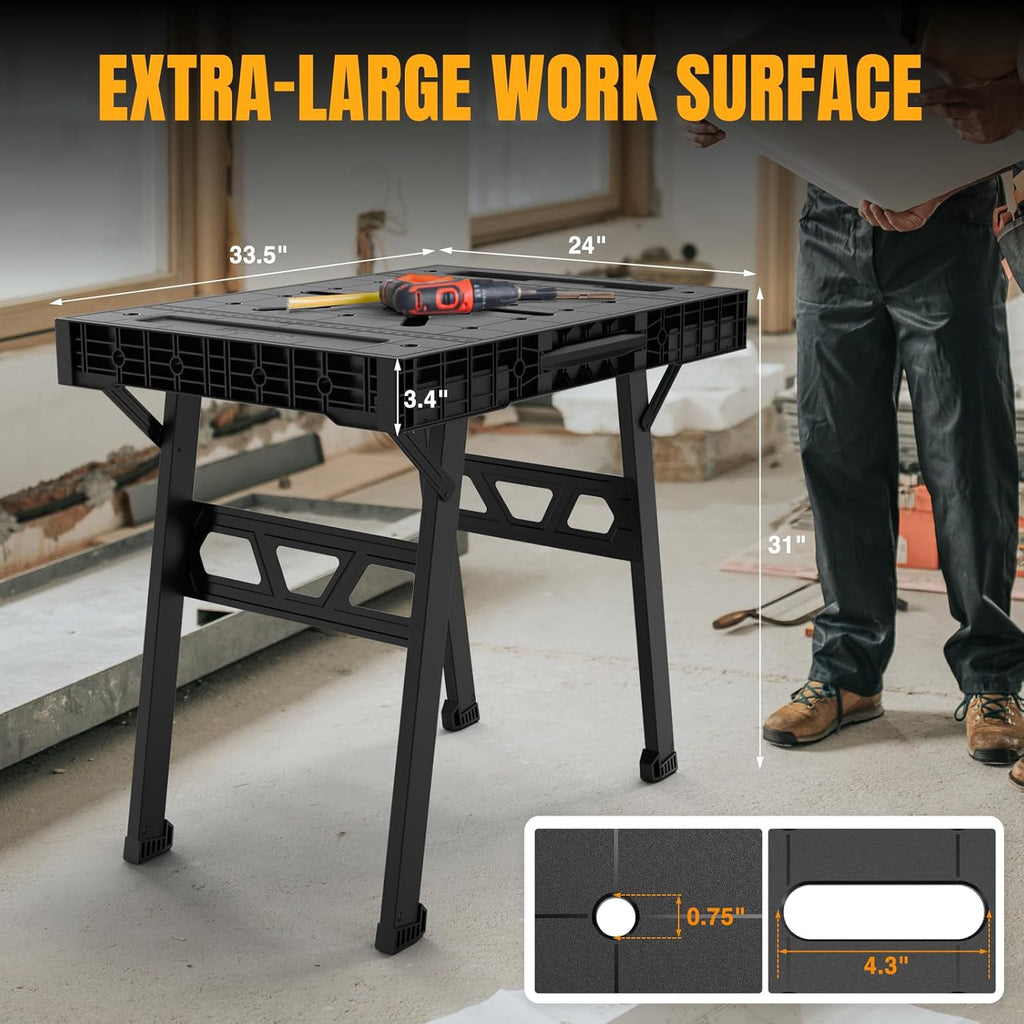 Express Folding Worktable, Easy Setup Portable Folding Workbench