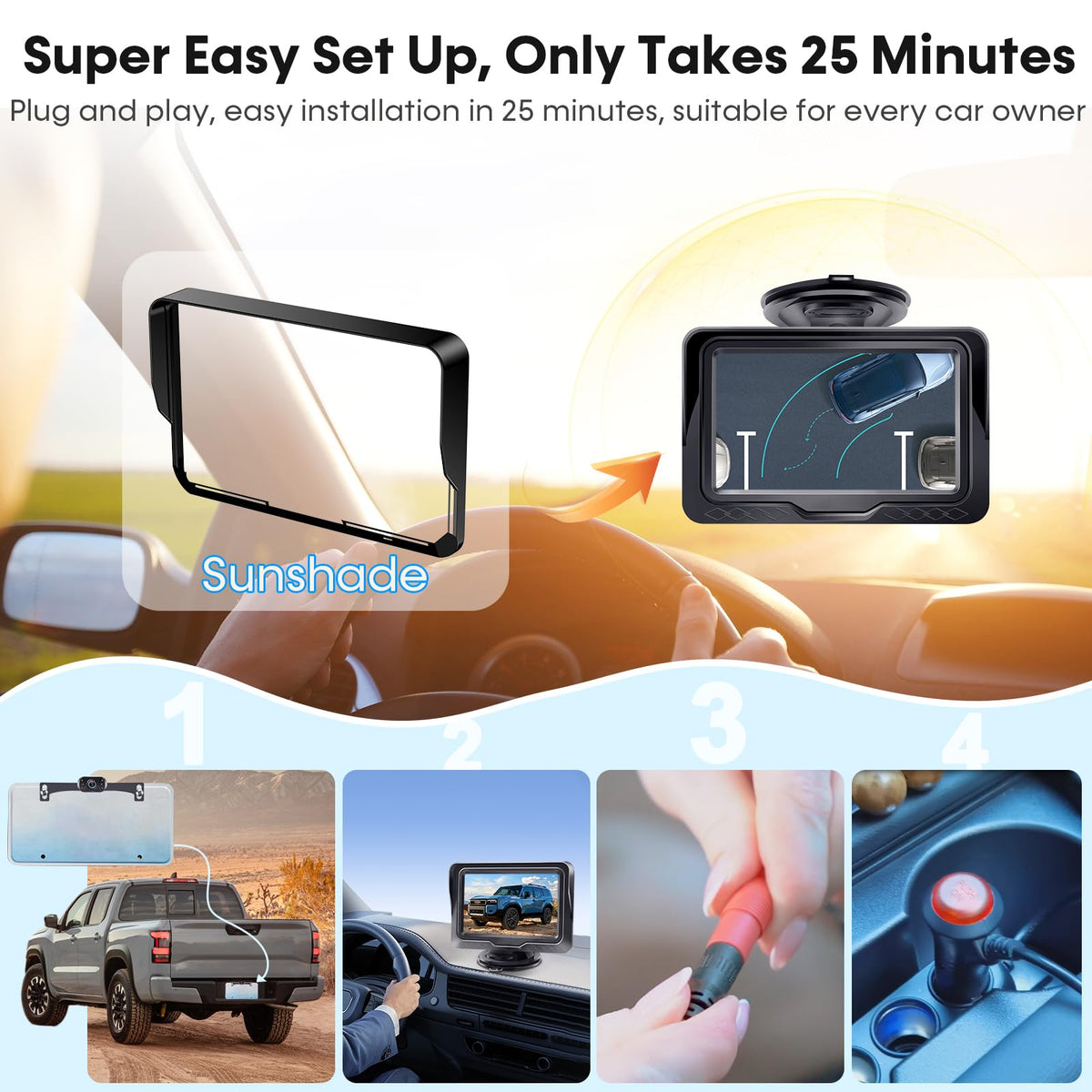 HD 1080P Backup Camera Plug & Play: Fast 60FPS Smooth Real-Time Clear View